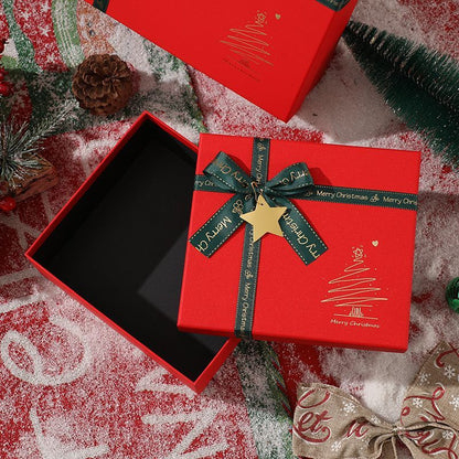 Christmas Gift Box with Lid, Reusable Gift Boxes for Gifts, Includes Greeting Card and Raffia